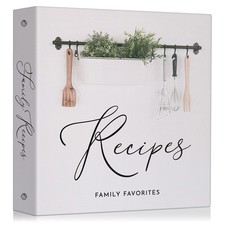 Family Recipe Binder Organizer 11x12 Inch 3Ring 25 Cards 12 Dividers Kit