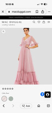 Mac Duggal Rose Chiffon Maxi Dress Ruffle Short Sleeve Regular Size 4