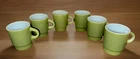 6 Vintage Anchor Hocking Fire King Avocado Green Mug Cup Stackable Milk Glass