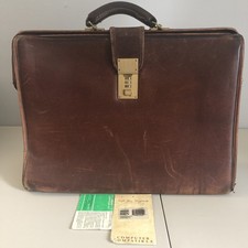 Leather Briefcase Jack Georges 4005BRN Classic Newport Collection Combo Lock GUC