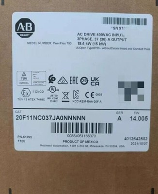 New Sealed AB 20F11NC037JA0NNNNN PowerFlex 753 AC Drive