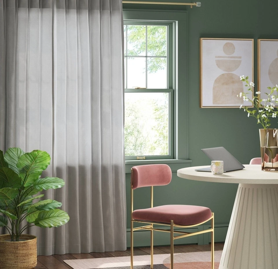 34"x63" Light Filtering Pebble Satin Curtain Panel With Pinch Pleat Gray... - Image 2 of 4