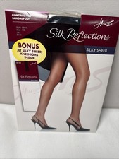 Hanes Silk Reflections Control Top Sandalfoot Silk Sheer Size CD Jet  Bonus
