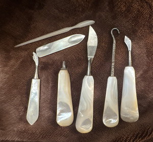 Victorian-Mother of Pearl & Manicure Tool Kit w/ Cuticle Tools
