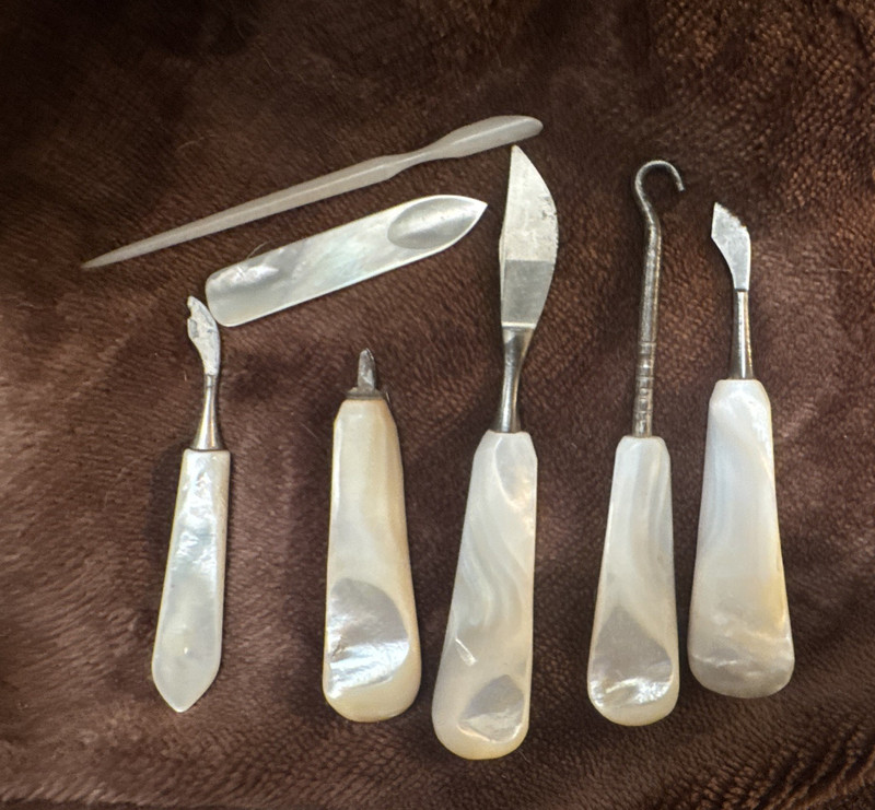Victorian-Mother of Pearl & Manicure Tool Kit w/ Cuticle Tools