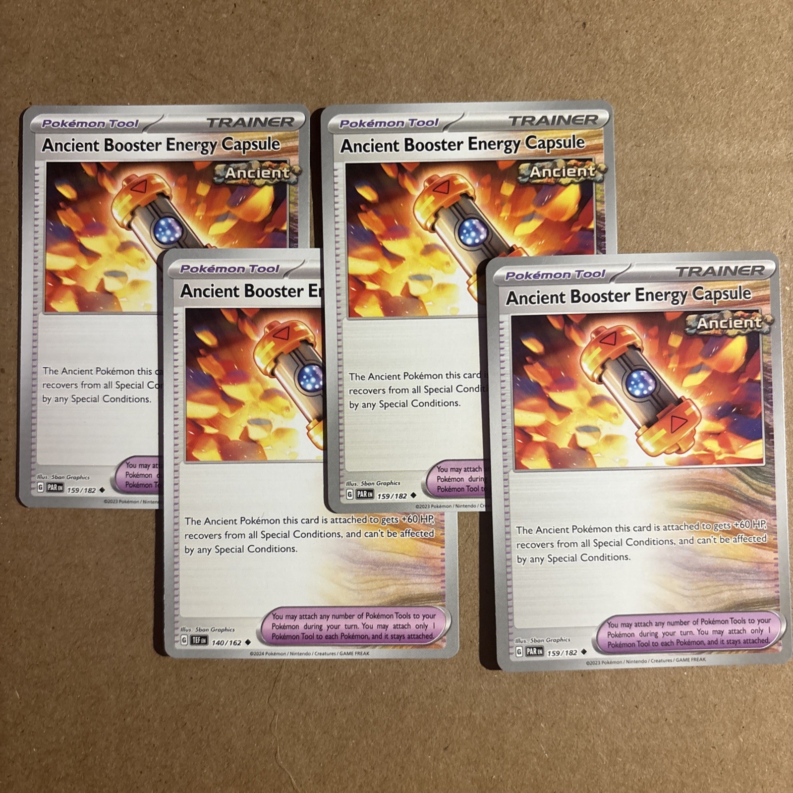4x Ancient Booster Energy Capsule - NM Playset - Trainer x4 - Pokemon TCG