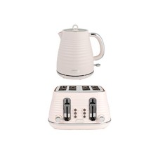 Salter Ripple Pink Toaster & Kettle Set – 4-Slice, 1.7L Kettle, Textured Design