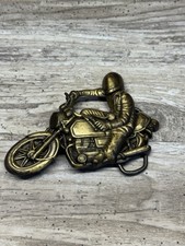 VINTAGE MOTORCYCLE BELT BUCKLE HONDA HARLEY RIDER HELMET FACEMASK