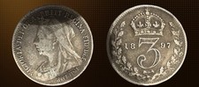 United Kingdom 3 Pence Coin Set Victoria 1861-1897-1900