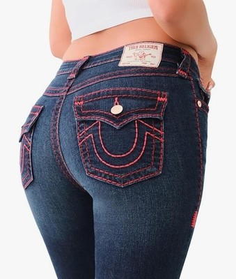True Religion Jennie Curvy Mid Rise Skinny Jeans Flap Super T Size 24 NWT $239