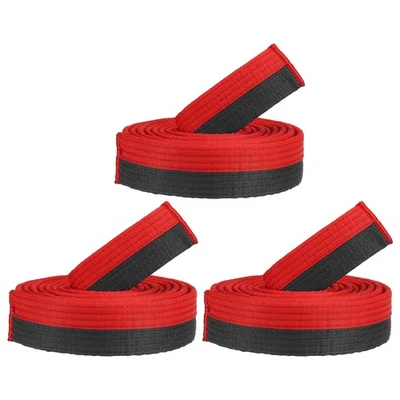 Taekwondo-Ranggürtel,3er-Pack 1,6"x9 Fuß 2,8 m Judo-Karate-Gürtel,Rot-Schwarz - Bild 1 von 4