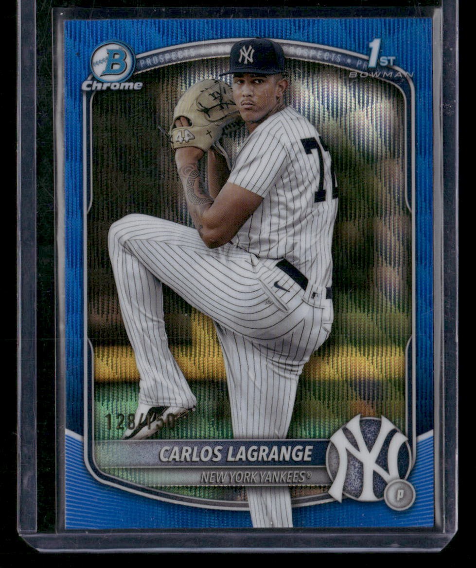 2025 Bowman Chrome Carlos Lagrange BCP-202 Yankees Prospects 1st Blue Wave /150