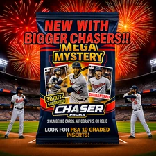 NEW Mystery MLB Chaser Packs 30 Hits Guaranteed 3 #'d, Autos or Relics per pack