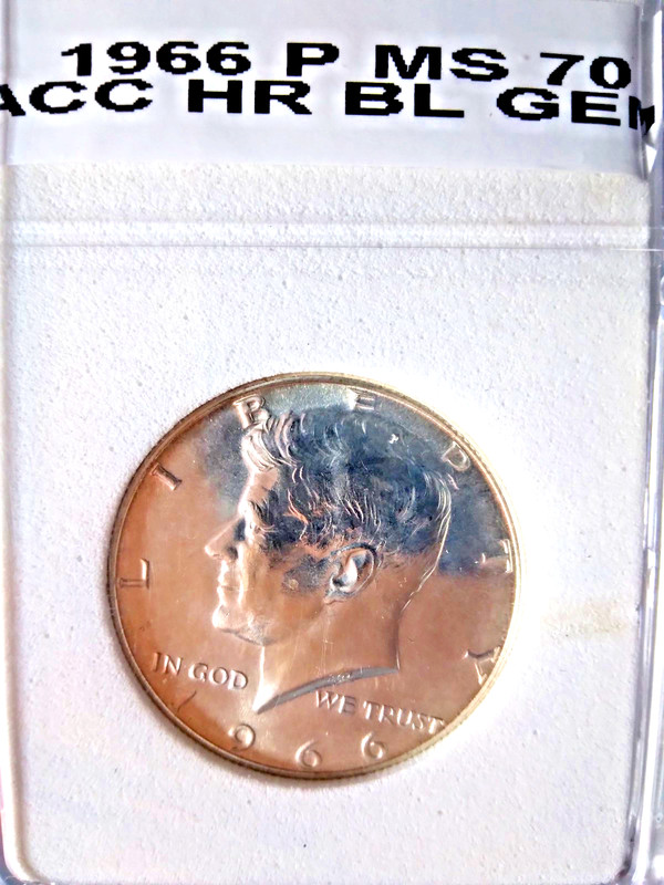 1966 p kennedy half dollar gem proof like specimen great details accented hair,