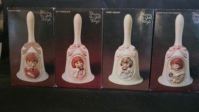 Vintage Set Of  4 1980s Hershey's Sharing Good Things Bisque Porcelain Bells 5'' 