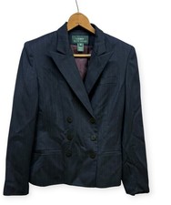 Vintage Lauren Ralph Lauren Blazer Women  s 8 Blue Wool Striped