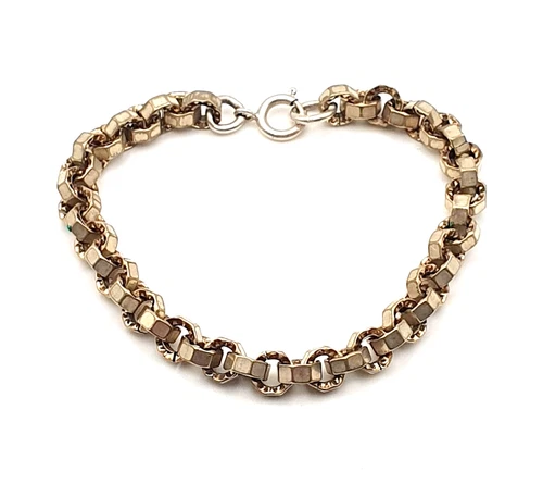 Antique Victorian chunky nickel belcher chain bracelet - Dated circa late 1800's