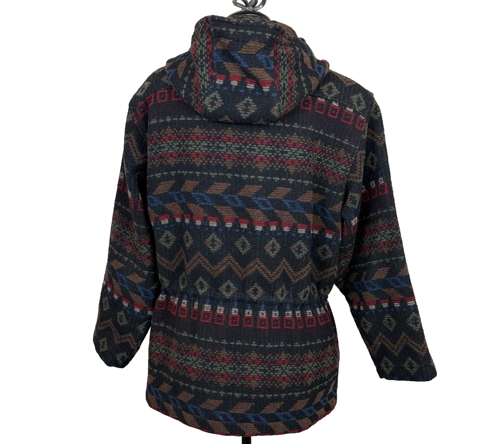 De Colección Woolrich Azteca Navajo Suroeste Nativo Manta Chaqueta Abrigo Lana EE. UU. Talla M Cremallera Foto 3 de 4