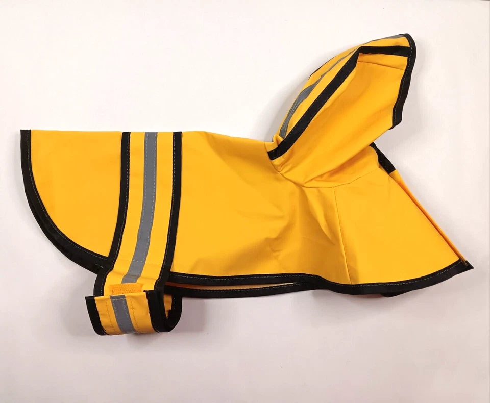 Moda Mascota Amarillo Perro Impermeable con Capucha, Rayas Reflectantes, Pequeño, Poncho Nuevo Foto 2 de 4