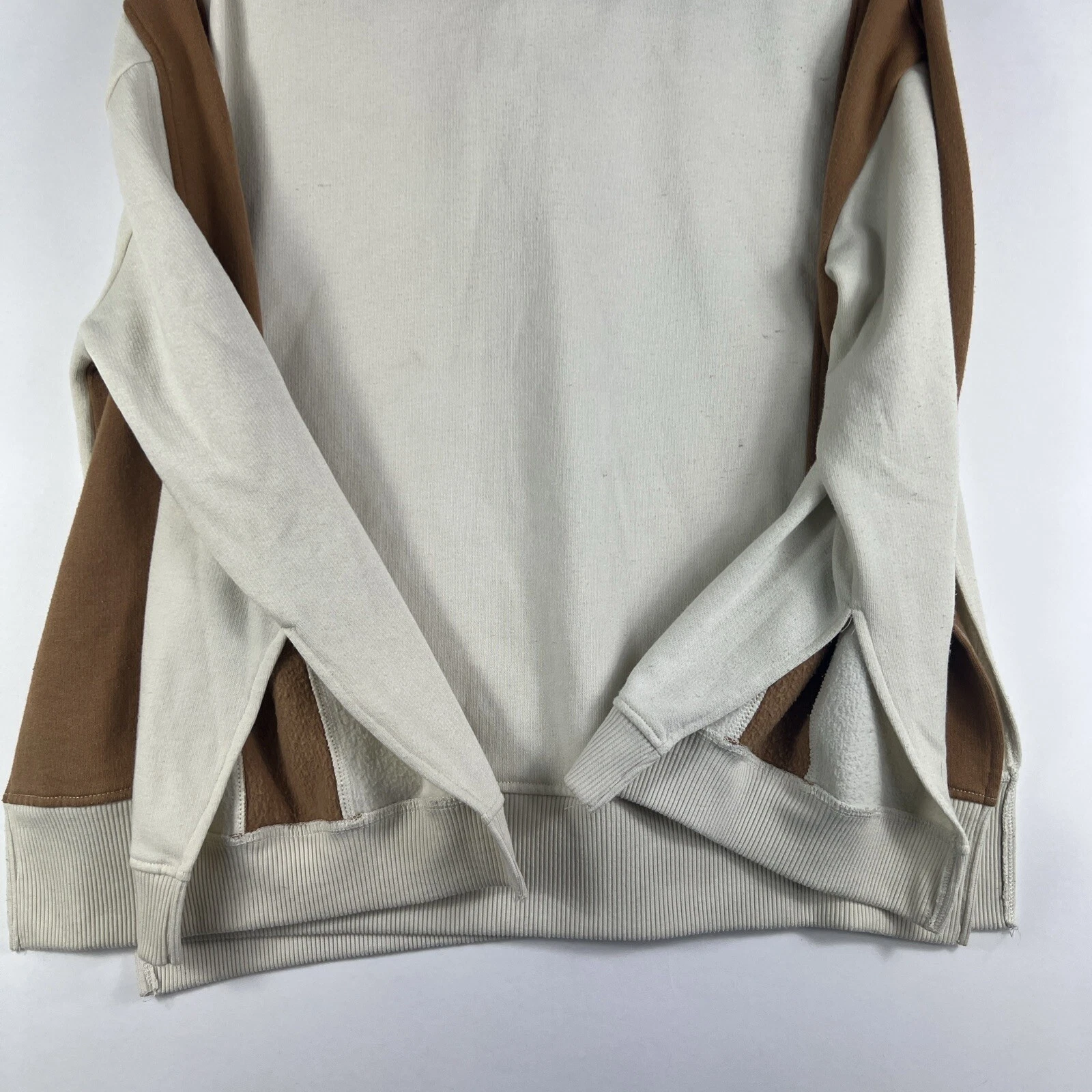 OFF WHITE Zara Felpa con Cappuccio Adulto Panna Marrone Crop Hoodie Donna Small A17