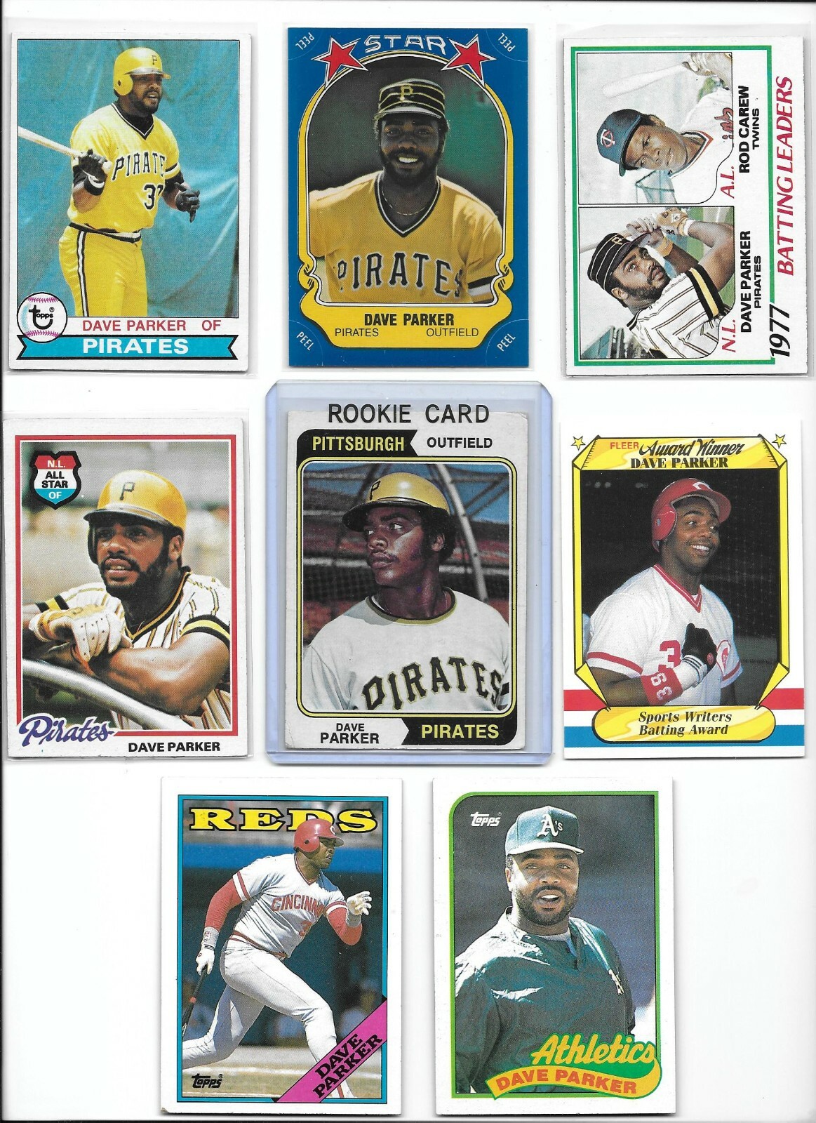 Dave Parker Pirates Lot (8) w/ 1974 Topps Rookie #252 & 1978 1979 HOF EX BV$105