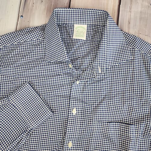 Brooks Brothers Herren 16,5/37 Milano Fit Langarm Hemd mit Knopfleiste Gingham Blau