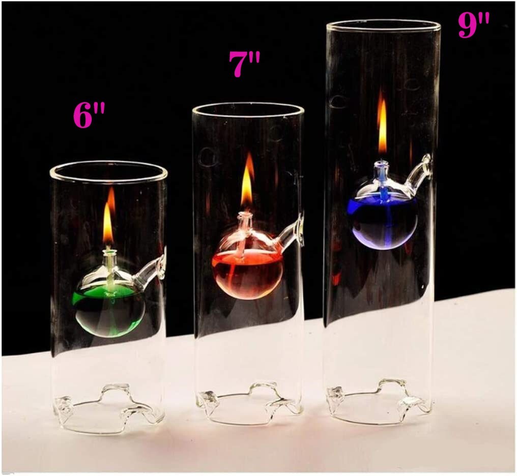 Vintage Blown Glass 6" Lamp light Chamber Oil fire Lamp Vintage Candle holder