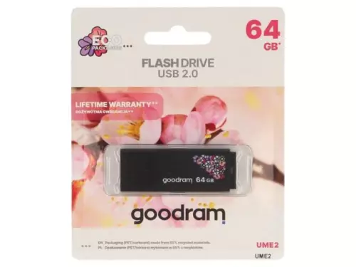 UME2-0640K0R11-SP Pendrive USB 2.0 64GB R: 20MB/s W: 5MB/s USB A SPRING Black