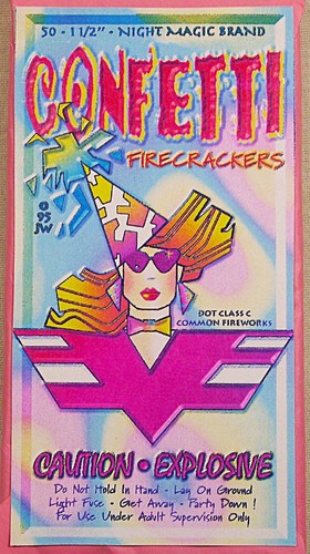 Vintage ☆ CONFETTI ☆ Firecracker Label ☆ 1 1/2" x 50's ☆ L@@K!