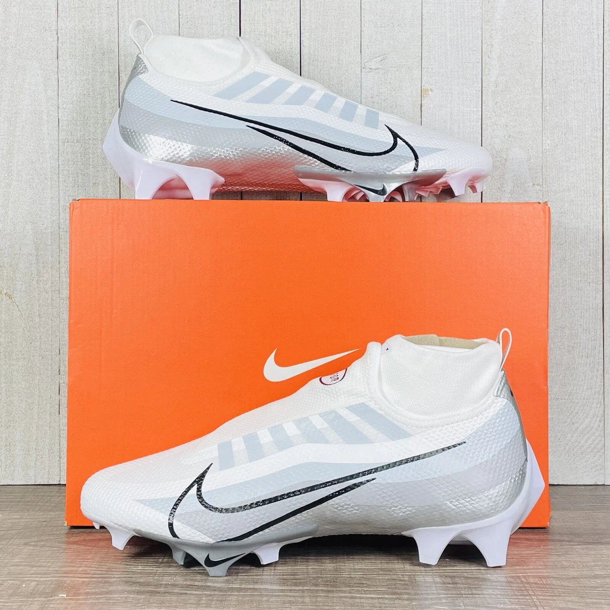 Nike Men's Vapor Edge Pro 360 2 Football Cleats, Size 13, White/Silver