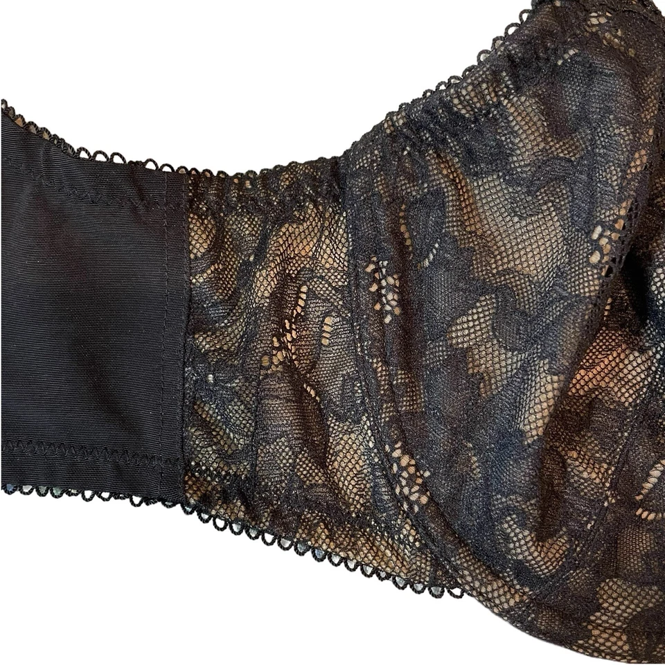 Lunaire 32DD 性感 Demi 黑色蕾丝钢圈内衬文胸风格 16811 已停产 — 第 4/4 张图片