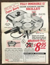 1958 Copper Beauty Square Automatic Electric Skillet Print Ad Centerfold