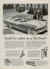 1956 Ford Victoria New Steering Wheel Seat Belt Padding Safe Family Print Car Ad