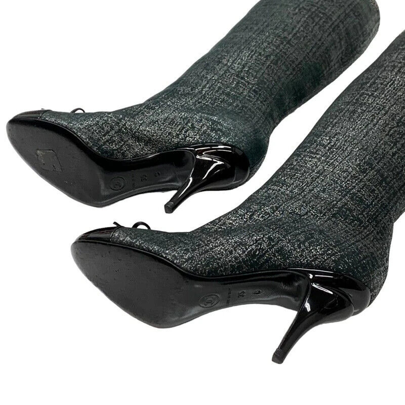 CHANEL G26778 Ribbon Boots 35C Black Authentic Women Used | eBay CHANEL G26778 Ribbon Boots 35C Black Authentic Women Used | eBay