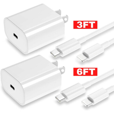 20W PD Charger Fast Power Adapter USB-C to iPhone Cable Cord For iPhone iPad Pro