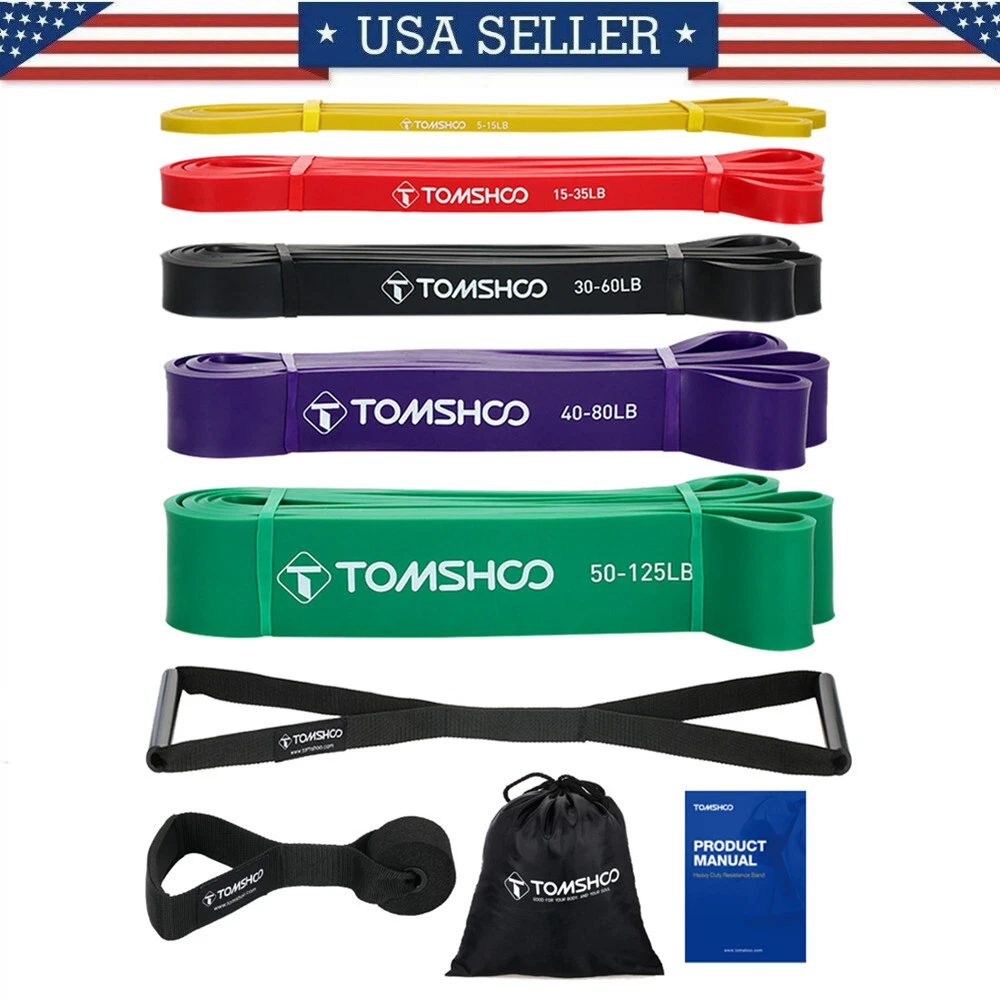 TOMSHOO 5 Packs Pull Up Assist Bands Set Resistance Loop Bands Powerlifting Q6D5