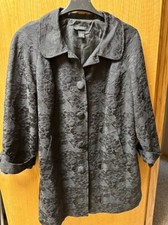 Lane Byrant Black Jacguard Matelasse Retro Jacket Swing Coat Size 20 Womens