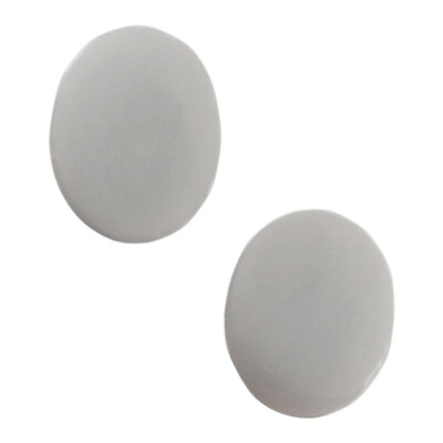 Eisenberg Jewelry White Oval Plain Simple Button Magnetic Clip Earrings 1/2''