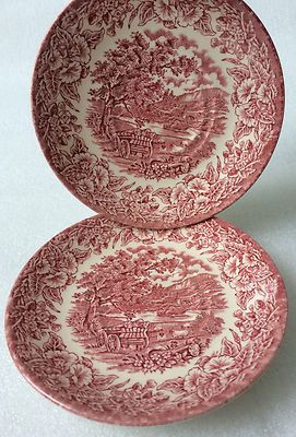 Ironstone England rot 2 Teller 14,2cm