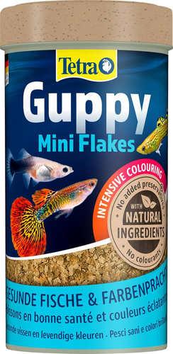 Tetra Guppy Mini Flakes - Futter für alle Guppys, Feinschuppenfutter für
