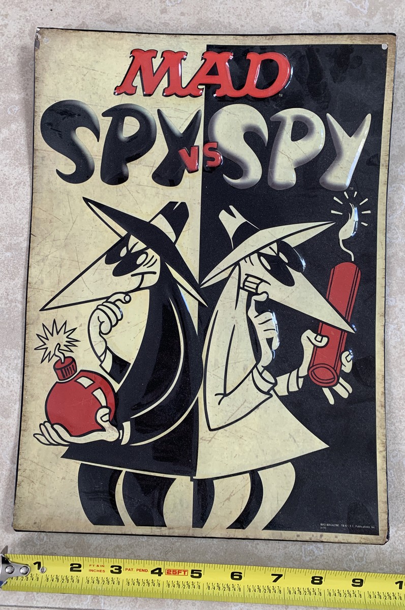 Mad Magazine Spy Vs Spy Metal Tin Sign Advertising Retro Cartoon