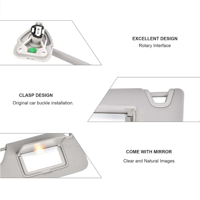 Gray Left Driver Side Sun Visor w lights For 2013-2018 Nissan Altima ...