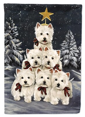 Westie Tree Christmas Flag Garden Size 12X18 - Ready to ship!