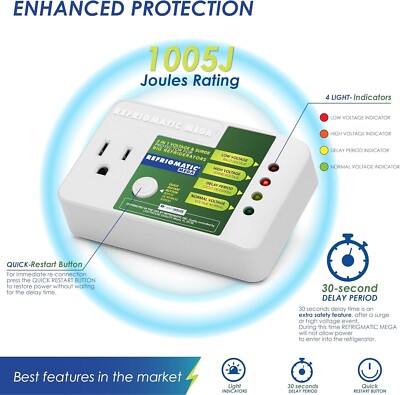 Refrigmatic MEGA Electronic Surge Protector for Big Refrigerators 