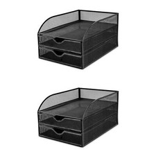 OSCO Black Wiremesh 2 Drawer Paper Sorter (Pack of 2)