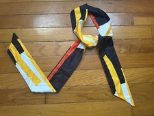 Vintage MOD 60s 70s Abstract Scarf Belt Hair Wrap Black Red Yellow White 80  x4  