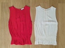 2 x APRICOT SLEEVELESS TOPS RED & CREAM - SIZE 12
