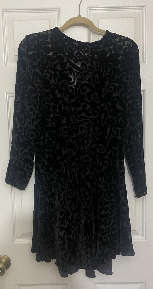 Georgiou Classic Black Rayon  Illusion Long Sleeve Dress Size 4 (XXS) - Image 2 of 4