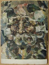Ukrainian Soviet USSR oil painting postimpressionism cubism portrait old man
