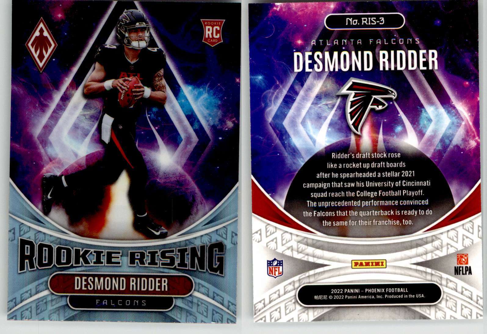 Desmond Ridder 2022 Phoenix Rookie Rising RIS-3 Cincinnati Falcons Raiders